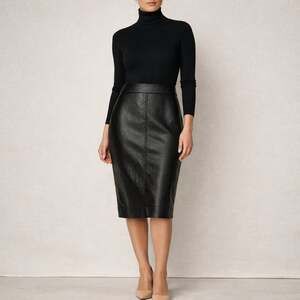 Babaton by Aritzia Pegu Vegan Leather Midi Pencil Skirt Black Size 2